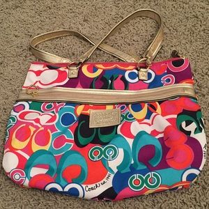 Multi-colored mid-sized Coach bag